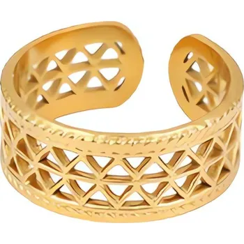 Módní doplněk Nadčasový pozlacený prsten z oceli Troli