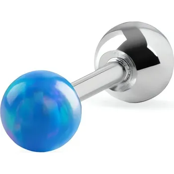 Módní doplněk Piercingová náušnice s modrým syntetickým opálem Troli