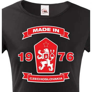 Dámské tričko Dámské tričko se lvem a znakem ČSSR, Barva Černá, Velikost XS, Canvas Dámské tričko s krátkým rukávem Bezvatriko.cz 0513 - DTF/DTG