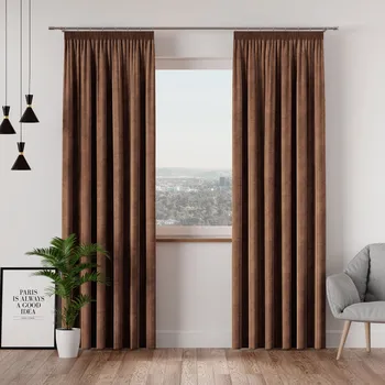 Dekorační závěs s řasící páskou VELVINO color 002 hnědá šířka 140 cm x výška různé rozměry (cena za 1 kus) MyBestHome Rozměr: 140x250 cm