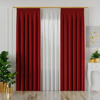 Dekorační závěs s řasící páskou VELVINO color 043 červená šířka 140 cm x výška různé rozměry (cena za 1 kus) MyBestHome Rozměr: 140x250 cm