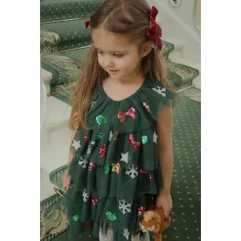 Dívčí šaty Dívčí šaty Konges Sløjd YVONNE CHRISTMAS DRESS KS104469.9BYA zelená 79X, vel. 134-140
