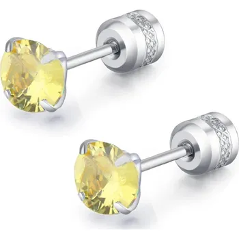 Náušnice Elegantní ocelové náušnice se zirkonem | šperk 2 ks - A-Stříbrná žlutá , 6mm