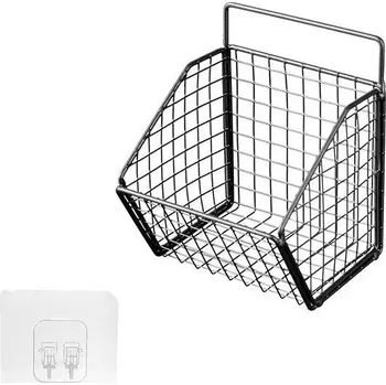 Úložný box Závěsný úložný košík s háčky | organizér - 1 , černá