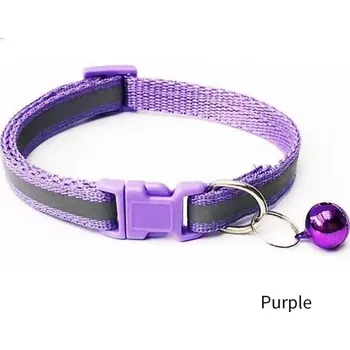 Obojek pro psa Reflexní nastavitelný obojek s rolničkou | chovatelské doplňky - fialová , Nastavení 19-32 cm