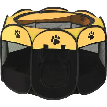 klec pro psa Skládací ohrádka pro psy a kočky | chovatelské doplňky - žluť , 73x73x43cm