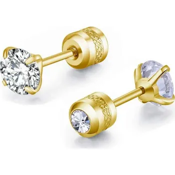 Náušnice Elegantní ocelové náušnice se zirkonem | šperk 2 ks - A-zlatá bílá , 7mm