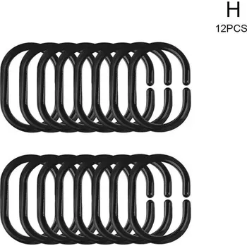 Sprchový závěs 12 ks Praktické plastové háčky na sprchový závěs | koupelnové doplňky - 12 ks černých