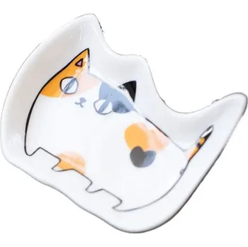 Talíř Keramický talířek ve tvaru kočky japonský styl | servírovací miska - pomerančový