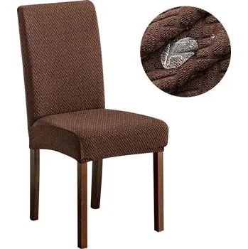 Potah na židli Voděodolný elastický potah na židli | bytový textil - Styl 1 - Káva , 8 ks