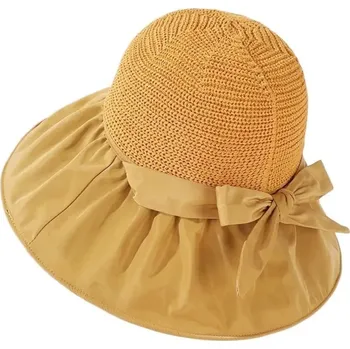 Klobouk Stylový skládací letní klobouk s ochranou proti slunci | plážový doplněk - Žlutý styl 2