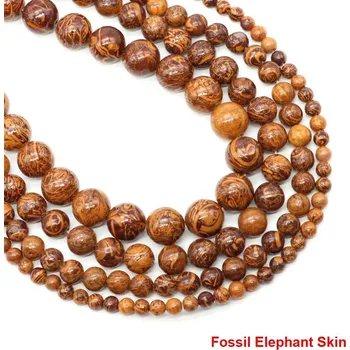 Náramek Korálky z přírodního kamene 4–10 mm | šperky - Fosilní sloní kůže , 4mm 85-92 ks