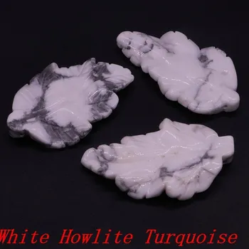 Mini kamenný lístek z minerálu s otvorem | minerální dekorace - Bílá tyrkysová , 1 KS