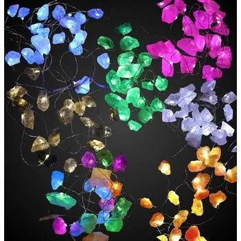 Solná lampa Svítící LED řetěz s 20 krystaly (7 variant) na kovovém drátku v délce 227 cm s USB konektorem (bez adaptéru).