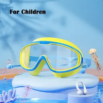 Plavecké brýle Velké plavecké brýle s ochranou proti zamlžení | vybavení do vody 1+2 ks - Dětská žlutá