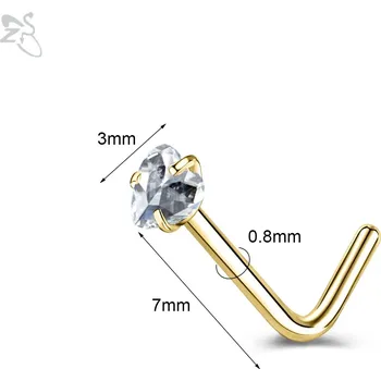 Piercing Ocelový piercing do nosu s krystaly | šperk - Styl 3 GDWH , 18G (1,0 mm)