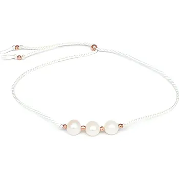 Náramek Krásný šňůrkový náramek na nohu s perlami HE03N3RG-WH Agato