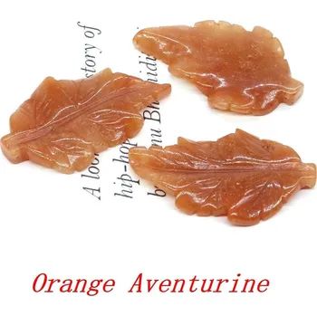 Mini kamenný lístek z minerálu s otvorem | minerální dekorace - Oranžový avanturín , 10 KS