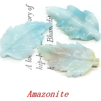 Mini kamenný lístek z minerálu s otvorem | minerální dekorace - Amazonit , 20 KS