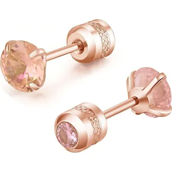 Náušnice Elegantní ocelové náušnice se zirkonem | šperk 2 ks - A-Rosegold Rosegold , 7mm