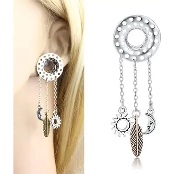 Piercing Tunely z chirurgické oceli s přívěskem 10mm | plugy do ucha 2 ks - N010 , 25mm