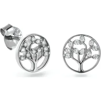 Náušnice Nadčasové stříbrné náušnice Strom života se zirkony AJNS0014 Again Jewelry