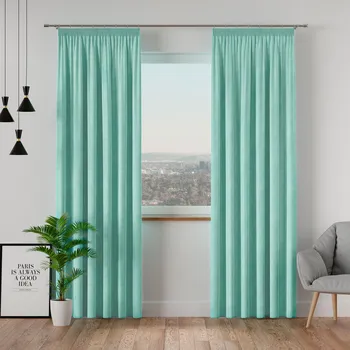 Dekorační závěs s řasící páskou VELVINO color 007 mátová šířka 140 cm x výška různé rozměry (cena za 1 kus) MyBestHome Rozměr: 140x260 cm