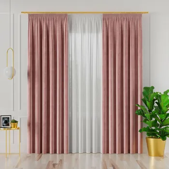 Dekorační závěs s řasící páskou VELVINO color 013 růžová šířka 140 cm x výška různé rozměry (cena za 1 kus) MyBestHome Rozměr: 140x250 cm