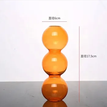 Váza Skleněná váza nordic styl | dekorace - oranžová - výška 16 cm