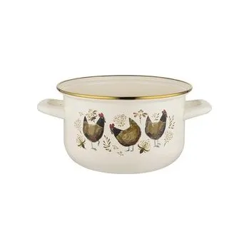 Hrnec SMALTOVANÝ HRNEC ZŁOTA KURKA 16CM 2L