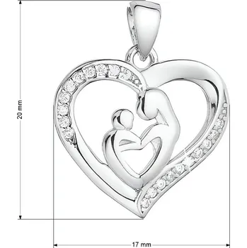 Přívěsek Stříbrný srdíčkový přívěsek Matka a dítě se zirkony 14019.1 Evolution Group