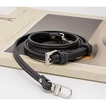 Kabelka Stylový kožený popruh na kabelku | řemínek - Tmavě šedo-stříbrná