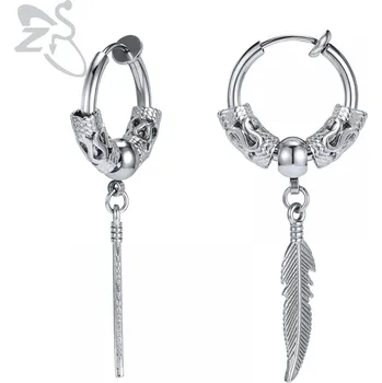 Náušnice Punk ocelové visací náušnice kříž | šperk 2 ks - 129 stříbra