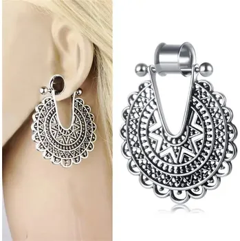 Piercing Tunely z chirurgické oceli s přívěskem 10mm | plugy do ucha 2 ks - N02 , 20mm