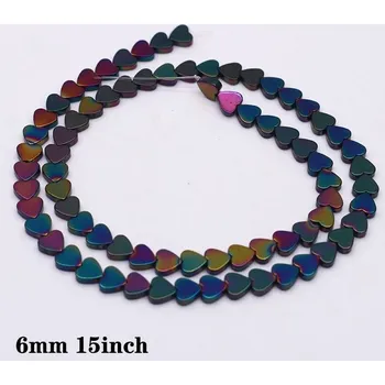 Náramek Hematitové černé korálky tvar srdce | výroba šperků - 24