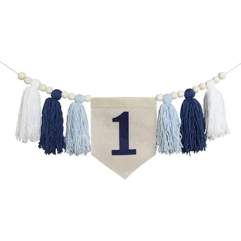 Party dekorace Růžová party dekorace na židli | ozdoba - modrý střapec