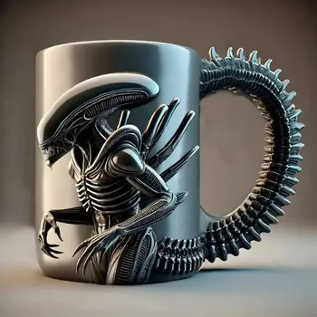 Designový 3D kávový hrnek Alien | šálek - A , 500ml