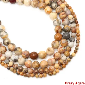 Náramek Korálky z přírodního kamene 4–10 mm | šperky - Bláznivý achát , 4mm 85-92 ks