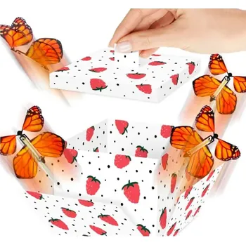 Létající motýlí dárková krabička | dárkový box, party dekorace - F , 12,5x12,5x12cm