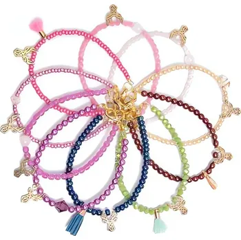 Šperk Hnědý korálkový mini náramek s jelínkem Deers