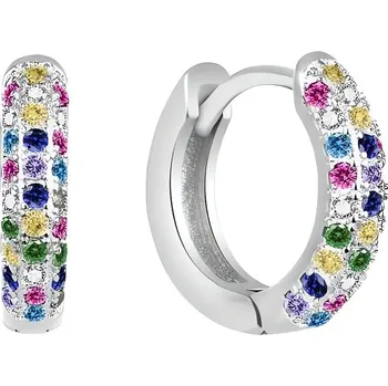 Náušnice Třpytivé stříbrné kruhy s barevnými zirkony AGT-E193KC Agato