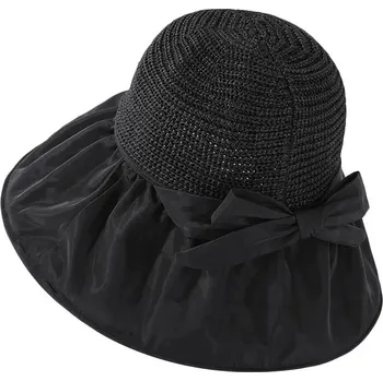 Klobouk Stylový skládací letní klobouk s ochranou proti slunci | plážový doplněk - Černý styl 2