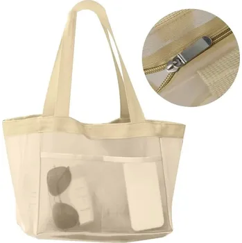 Cestovní taška Stylová průhledná cestovní taška | plážová taška - Zip-béžová