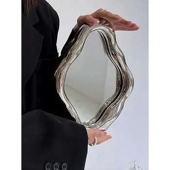 Zrcadlo Vintage oválné toaletní zrcadlo s dekorativním rámem | dekorativní zrcadlo - stříbrné pokovování , Ostatní