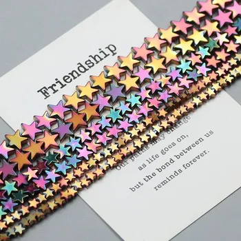 Náramek Hvězdicové hematit korálky | šperky - Růžová červená , 10mm 48ks 1 pramen