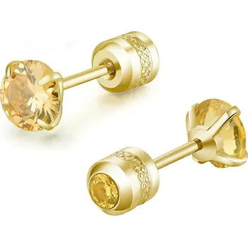 Náušnice Elegantní ocelové náušnice se zirkonem | šperk 2 ks - A-zlaté zlato , 7mm