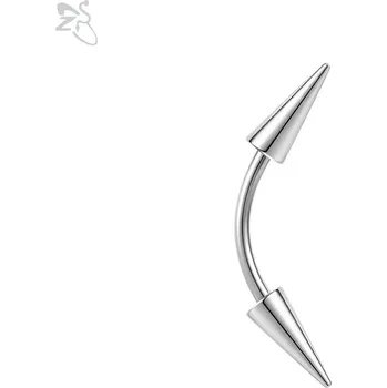 Piercing Ocelový piercing do obočí s dlouhým hrotem | tělový šperk - Styl 2 Stříbrný , 16G (1,2x6x3x3mm)