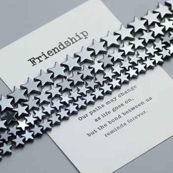 Náramek Hvězdicové hematit korálky | šperky - Přírodní černá , 10mm 48ks 1 pramen