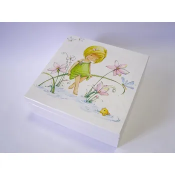 Dárková krabička Dřevěná krabička s víkem 16 x 16 cm - Víla