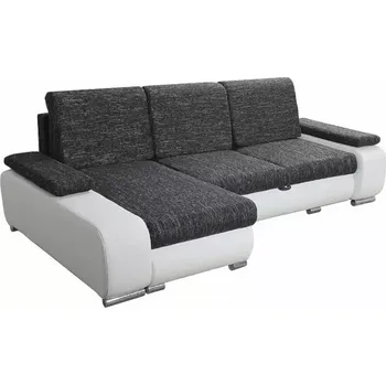 Sedací souprava Rozkládací rohová sedačka LATTE černá melír / bílá
